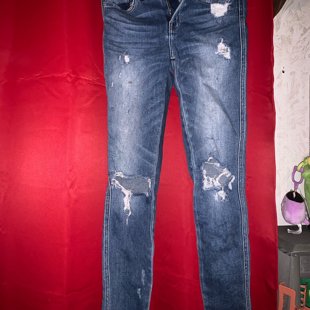 Flying Monkey Dark Blue Distressed Skinny Jeans